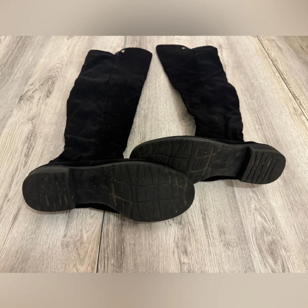 Guess Black Suede Knee-High Boots